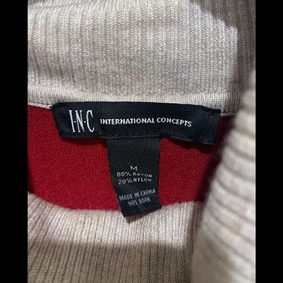 INC International Concepts Neo Boho Color block M Turtleneck Sleeveless Sweater - Picture 3 of 4